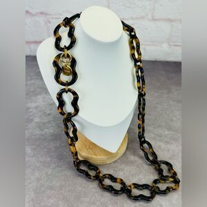 Prada Tortoise Shell Chain Link Necklace
